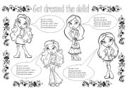 English Worksheet: GET DRESSED THE DOLLS!  