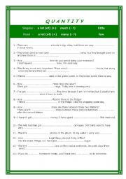 English Worksheet: Quantity