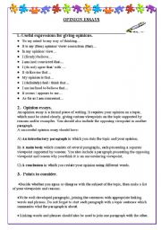 English Worksheet: Opinion essays