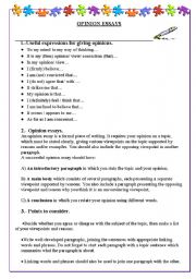 English Worksheet: Opinion essays