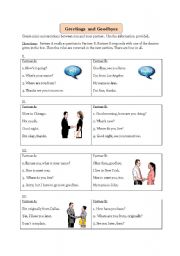 English Worksheet: Greetings and Goodbyes