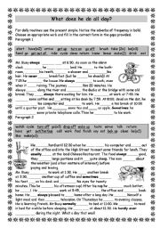 English Worksheet: Mr Busys daily routine (PRESENT TENSE)
