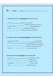 English worksheet: Verb Tenses - Revision Work