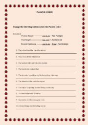 English worksheet: Passive Voice Worksheet