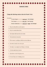 English Worksheet: Passive Voice Worksheet