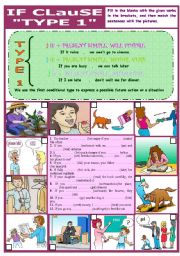 English Worksheet: IF CLAUSE TYPE 1