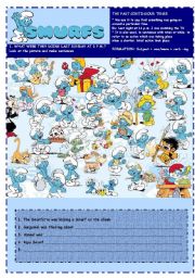 English Worksheet: SMURFS I - PAST CONTINUOUS