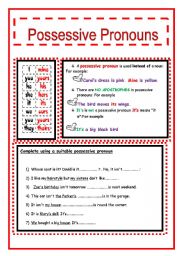 English Worksheet: Possessive pronouns