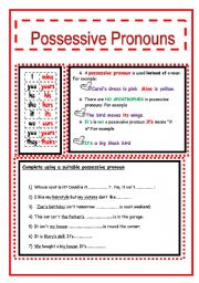 English Worksheet: Possessive pronouns