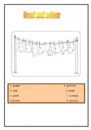 English worksheet: colours and numbers