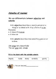 English Worksheet: Adverbs of manner