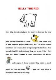 English Worksheet: Billy the pig