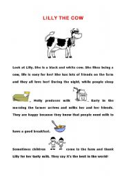 English Worksheet: Lilly the cow