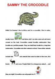 English Worksheet: SAMMY THE CROCODILE