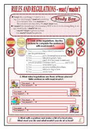 English Worksheet: Must and Mustnt
