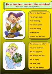 English Worksheet: Correct the Mistakes