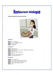 English worksheet: Restaurant conversation