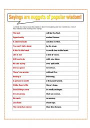 English Worksheet: Sayings are nuggets of popular wisdom