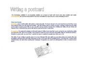 English worksheet: Writing a postcard