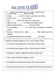 English Worksheet: relative clauses