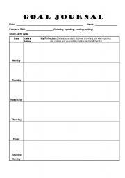 English worksheet: ESL Goal Journal