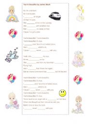 English Worksheet: youre beautiful by James Blunt