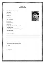 English worksheet: Factfile on Hercule Poirot