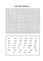 English Worksheet: Useful verbs word search