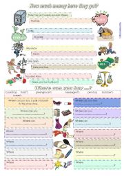 English Worksheet: MONEY and SHOPS