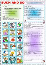 English Worksheet: SUCH AND SO