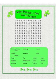 English worksheet: Saint Patricks Day Word Search