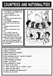 English Worksheet: COUNTRIES AND NATIONALITIES