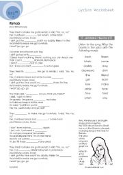 Lyrics worksheet - Rehab - Amy Winehouse