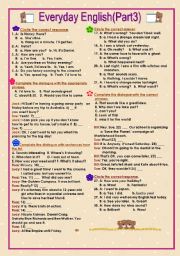 English Worksheet: Everyday English ( Part 3)