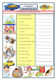 English Worksheet: Likes and dislikes (4 pages - 6 exercises)