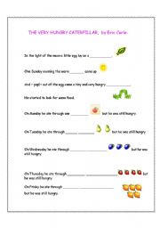 The Very Hungry Caterpillar Fill-in-the-gaps story (1of 2)