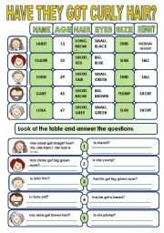 English Worksheet: DESCRIBING PEOPLE- YES/ NO QUESTIONS