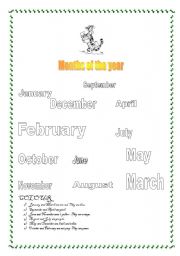 English worksheet: MONTHS OF THE YEAR