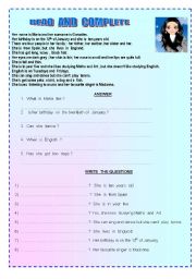 English Worksheet:  READING TEST