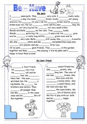 English Worksheet: Be - Have