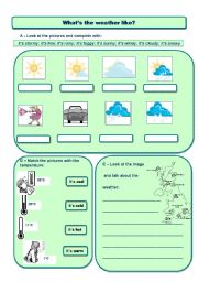 English Worksheet: weather and temperature