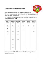 English worksheet: Alphabet Vowel Sounds