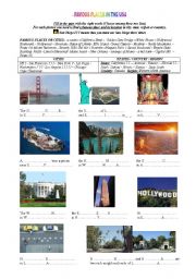 English Worksheet: USA PART 2 (FAMOUS PLACES)