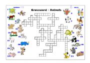 English Worksheet: Crossword - Animals