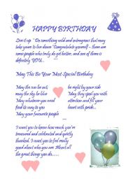 English Worksheet: Birthday Greetings