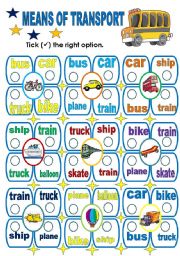 English Worksheet: MEANS OF TRANSPORT