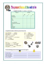 The present forms of the verb to be - /2 pages/