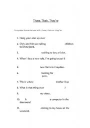 English worksheet: 	There, their, theyre