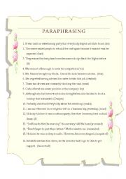 English Worksheet: Paraphrasing