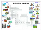 English Worksheet: Crosswords - Different Types of Buildings